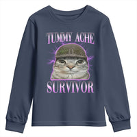 Tummy Ache Survivor Cat Meme Youth Sweatshirt Funny Trending Oddly Specific Brainrot Memes