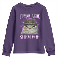 Tummy Ache Survivor Cat Meme Youth Sweatshirt Funny Trending Oddly Specific Brainrot Memes
