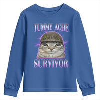 Tummy Ache Survivor Cat Meme Youth Sweatshirt Funny Trending Oddly Specific Brainrot Memes