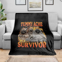 Tummy Ache Survivor Raccoon Meme Throw Blanket