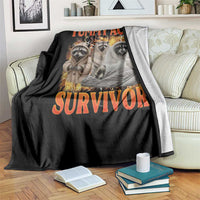 Tummy Ache Survivor Raccoon Meme Throw Blanket