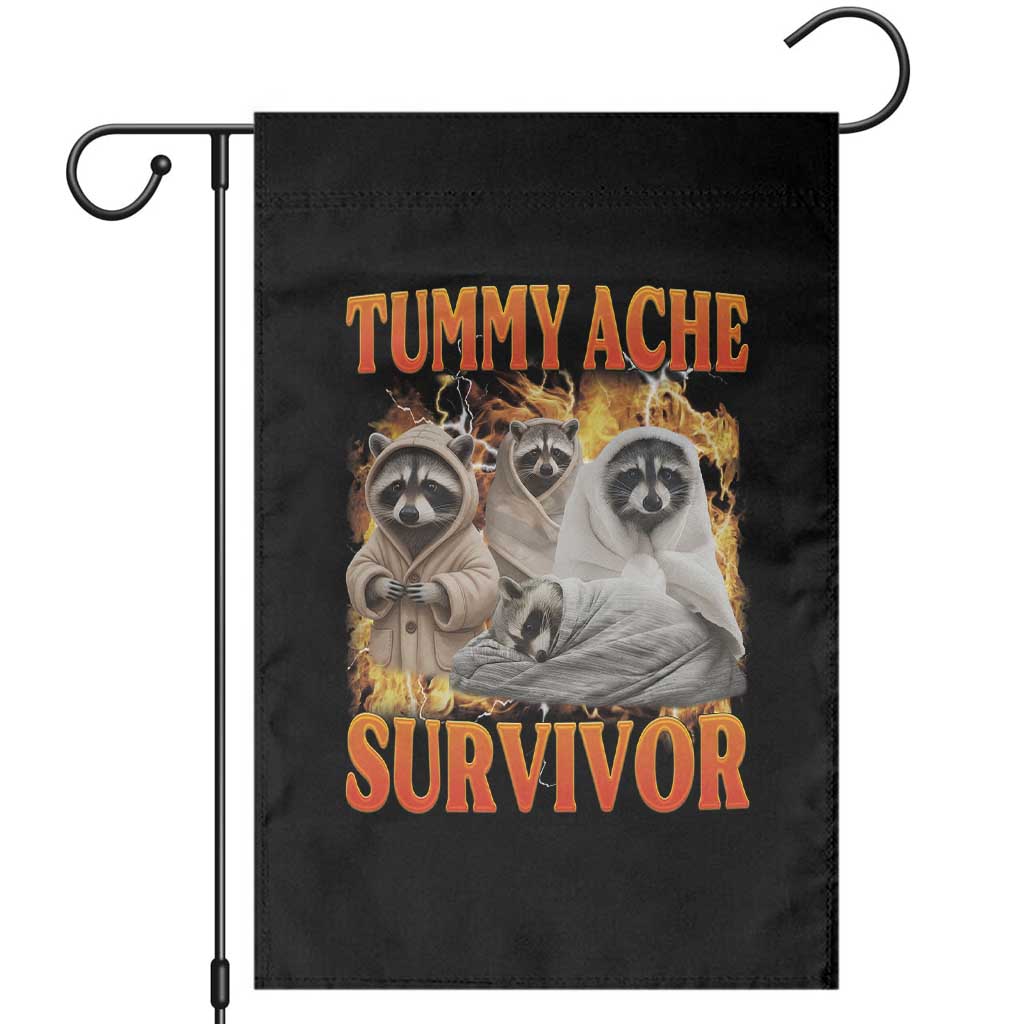 Tummy Ache Survivor Raccoon Meme Garden Flag