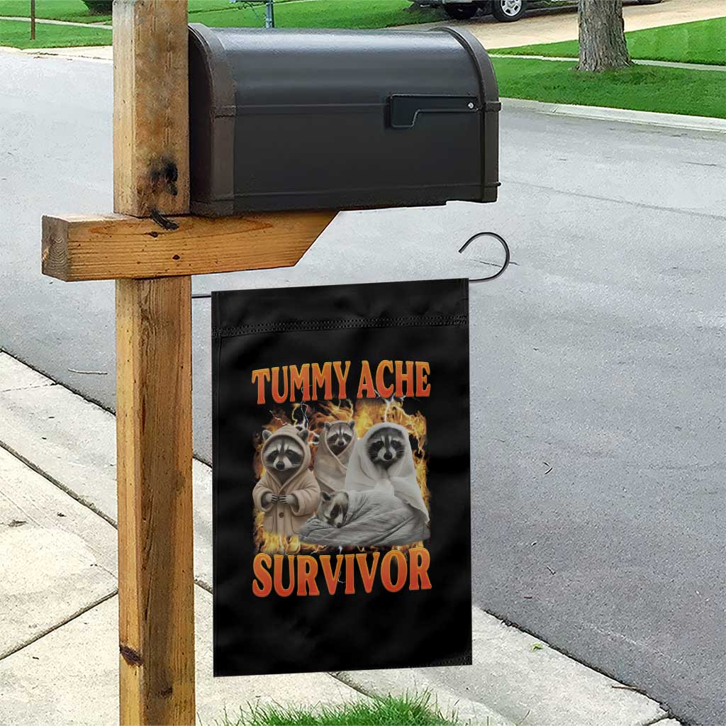 Tummy Ache Survivor Raccoon Meme Garden Flag