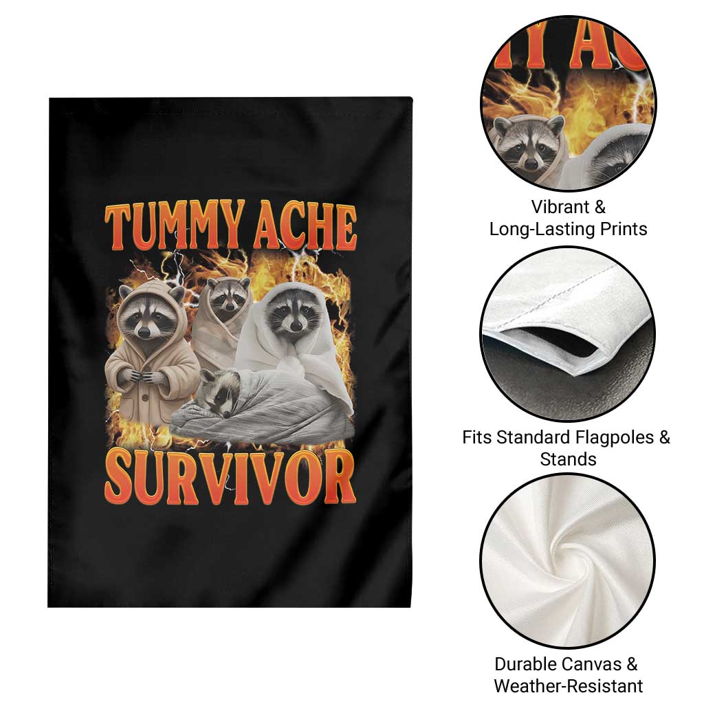 Tummy Ache Survivor Raccoon Meme Garden Flag