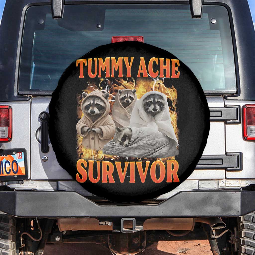 Tummy Ache Survivor Raccoon Meme Spare Tire Cover