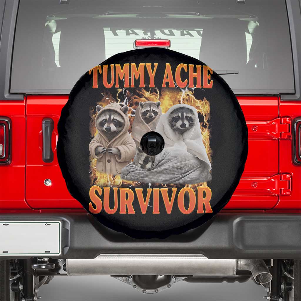 Tummy Ache Survivor Raccoon Meme Spare Tire Cover