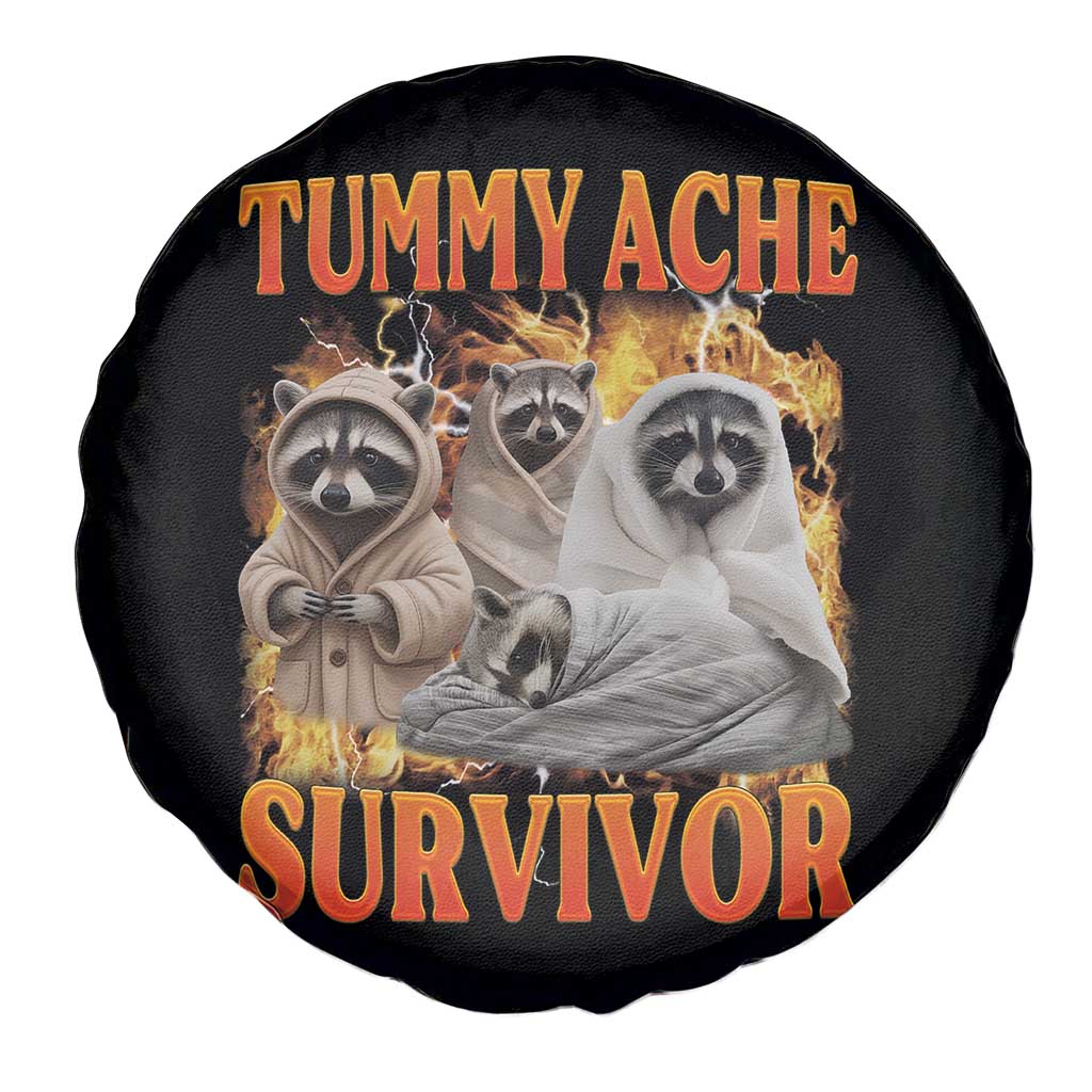 Tummy Ache Survivor Raccoon Meme Spare Tire Cover