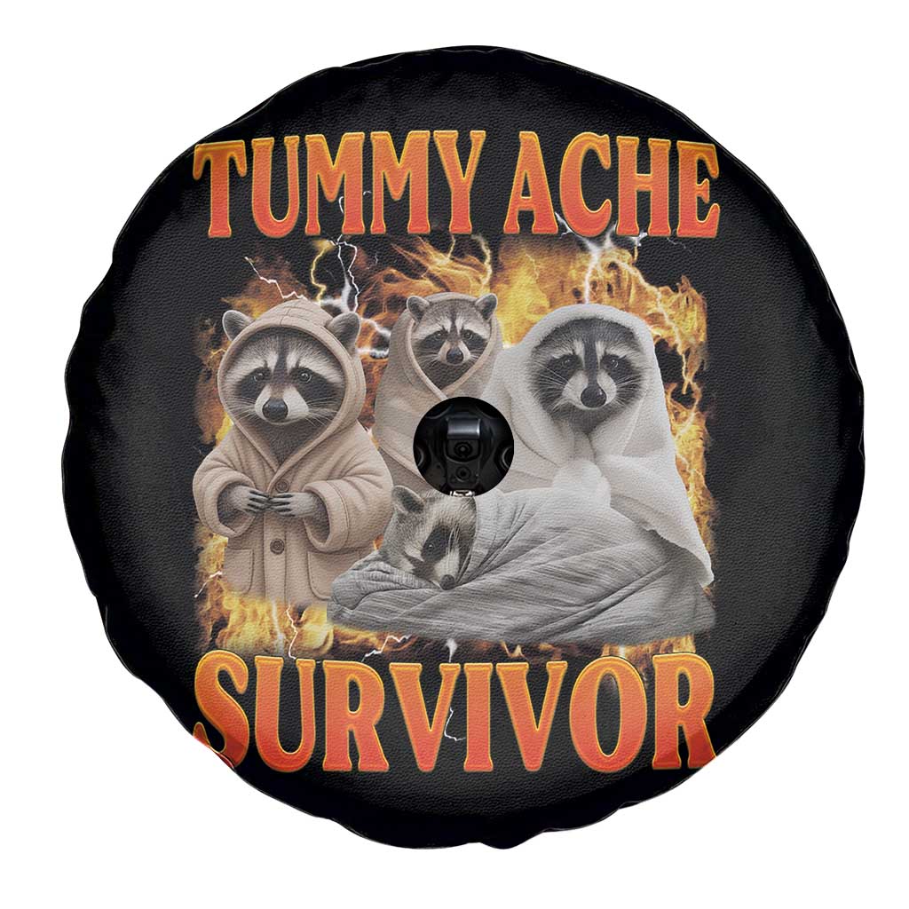 Tummy Ache Survivor Raccoon Meme Spare Tire Cover