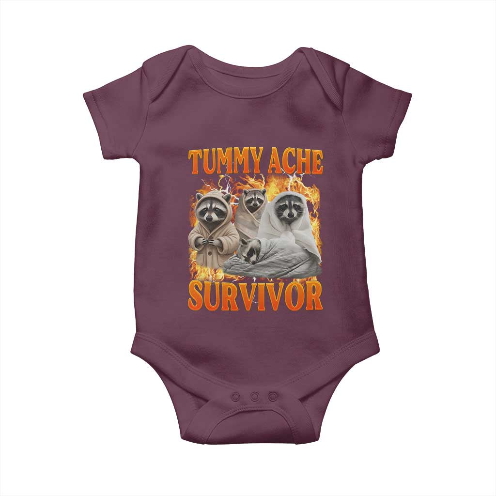 Tummy Ache Survivor Raccoon Meme Baby Onesie