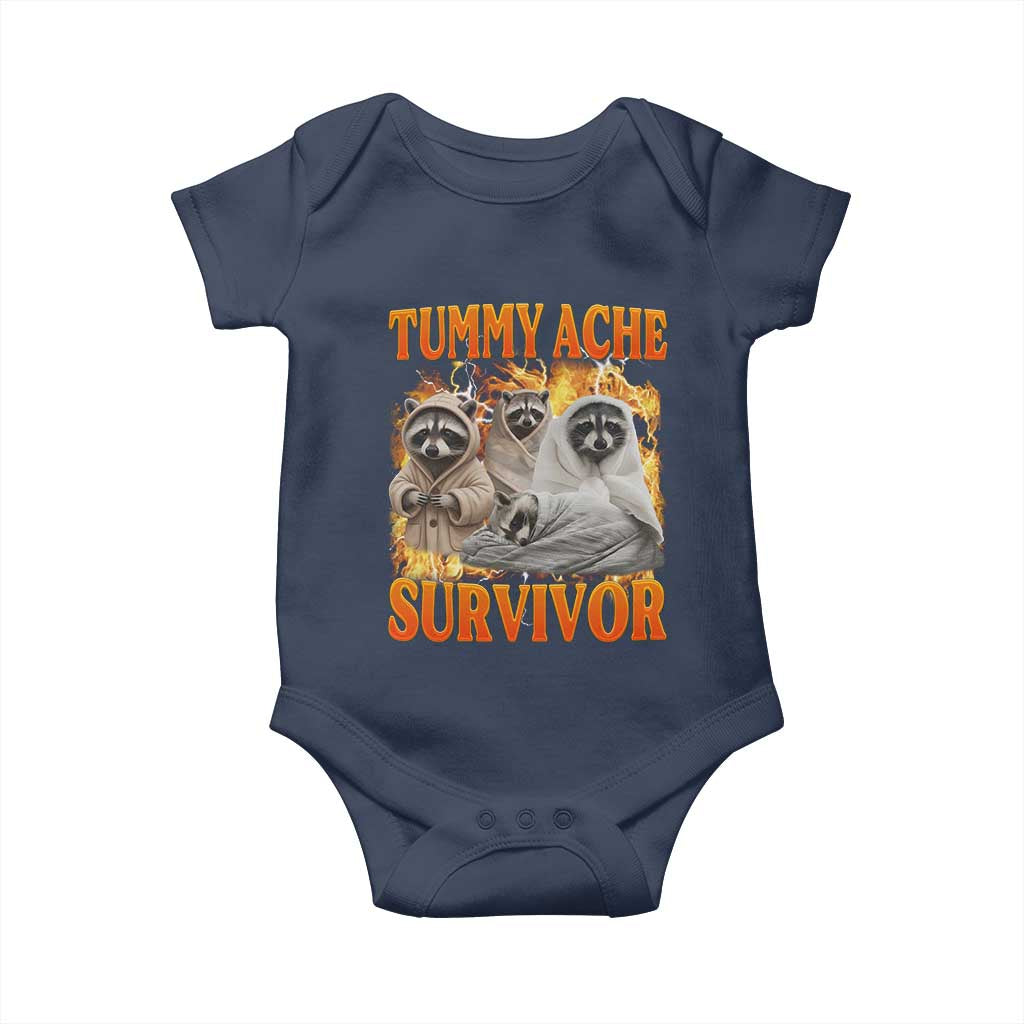 Tummy Ache Survivor Raccoon Meme Baby Onesie