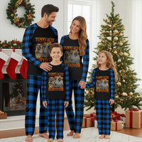 Tummy Ache Survivor Raccoon Meme Plaid Pajama Set