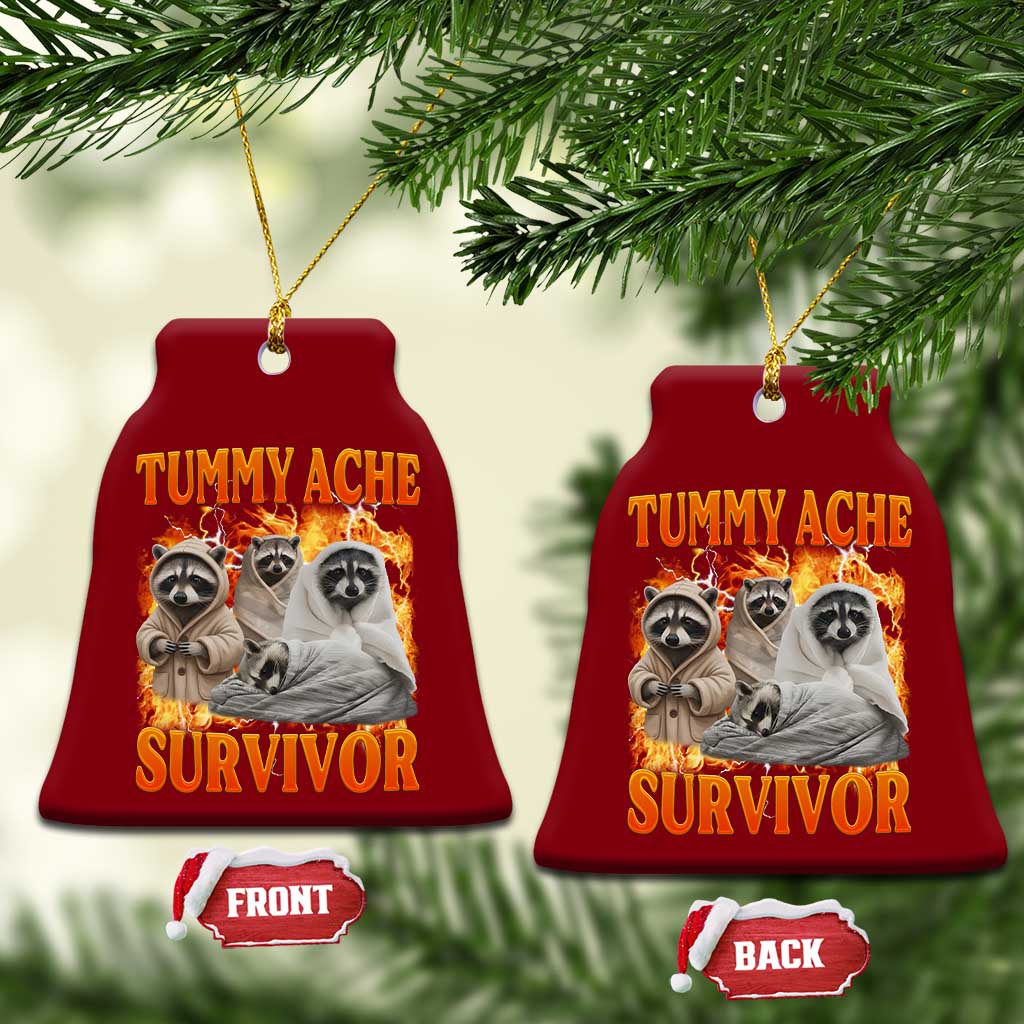 Tummy Ache Survivor Raccoon Meme Ceramic Ornament