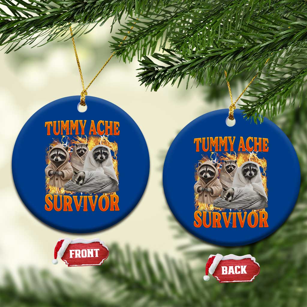 Tummy Ache Survivor Raccoon Meme Ceramic Ornament