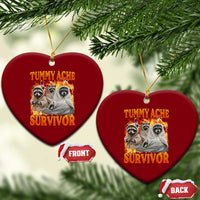 Tummy Ache Survivor Raccoon Meme Ceramic Ornament