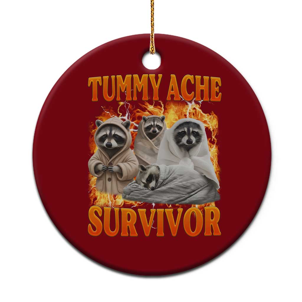 Tummy Ache Survivor Raccoon Meme Ceramic Ornament