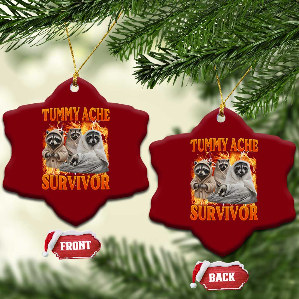 Tummy Ache Survivor Raccoon Meme Ceramic Ornament