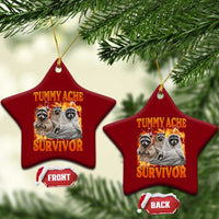 Tummy Ache Survivor Raccoon Meme Ceramic Ornament