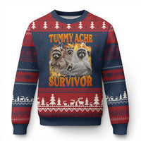 Tummy Ache Survivor Raccoon Meme Ugly Christmas Sweater