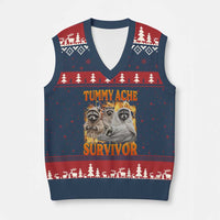 Tummy Ache Survivor Raccoon Meme V-Neck Knit Sweater Vest