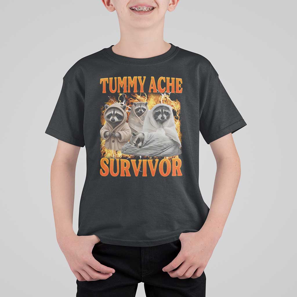 Tummy Ache Survivor Raccoon Meme T Shirt For Kid