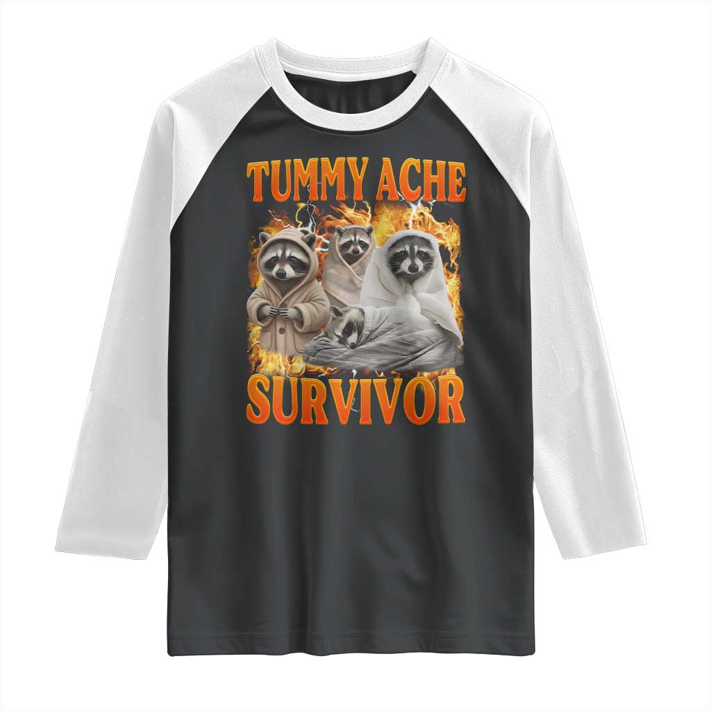 Tummy Ache Survivor Raccoon Meme Raglan Shirt