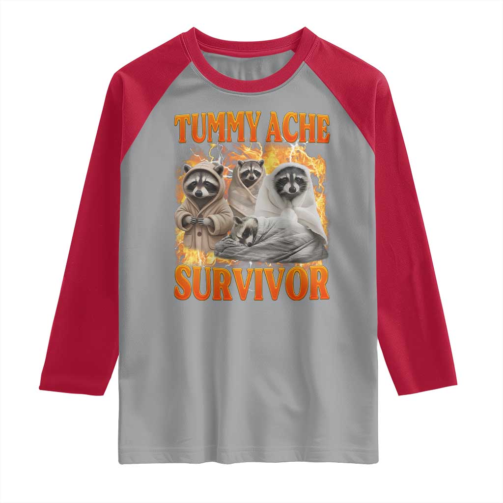 Tummy Ache Survivor Raccoon Meme Raglan Shirt