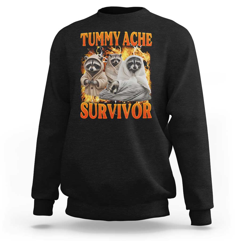 Tummy Ache Survivor Raccoon Meme Sweatshirt
