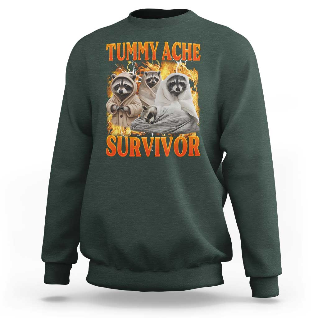 Tummy Ache Survivor Raccoon Meme Sweatshirt