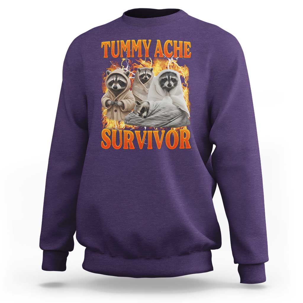 Tummy Ache Survivor Raccoon Meme Sweatshirt