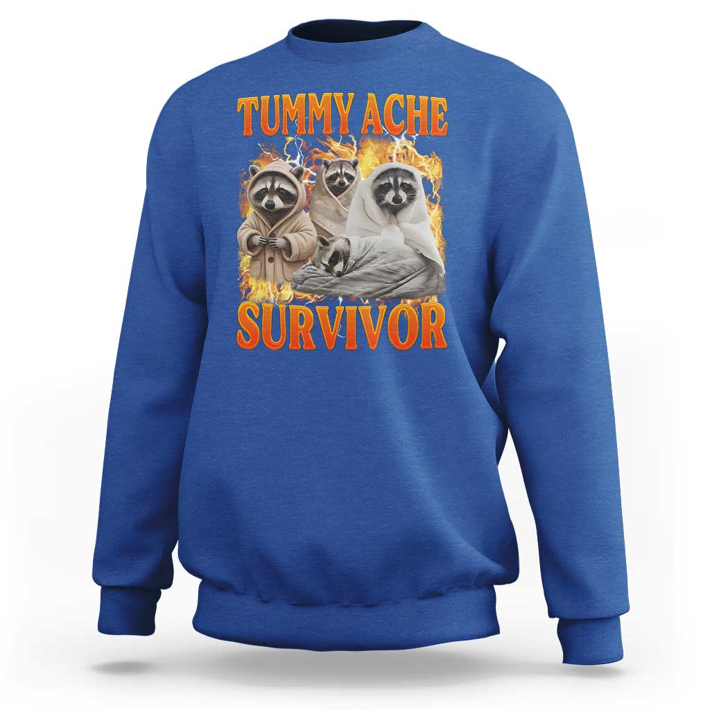 Tummy Ache Survivor Raccoon Meme Sweatshirt