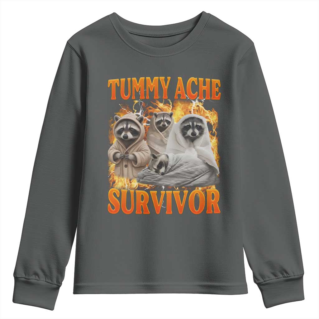Tummy Ache Survivor Raccoon Meme Youth Sweatshirt