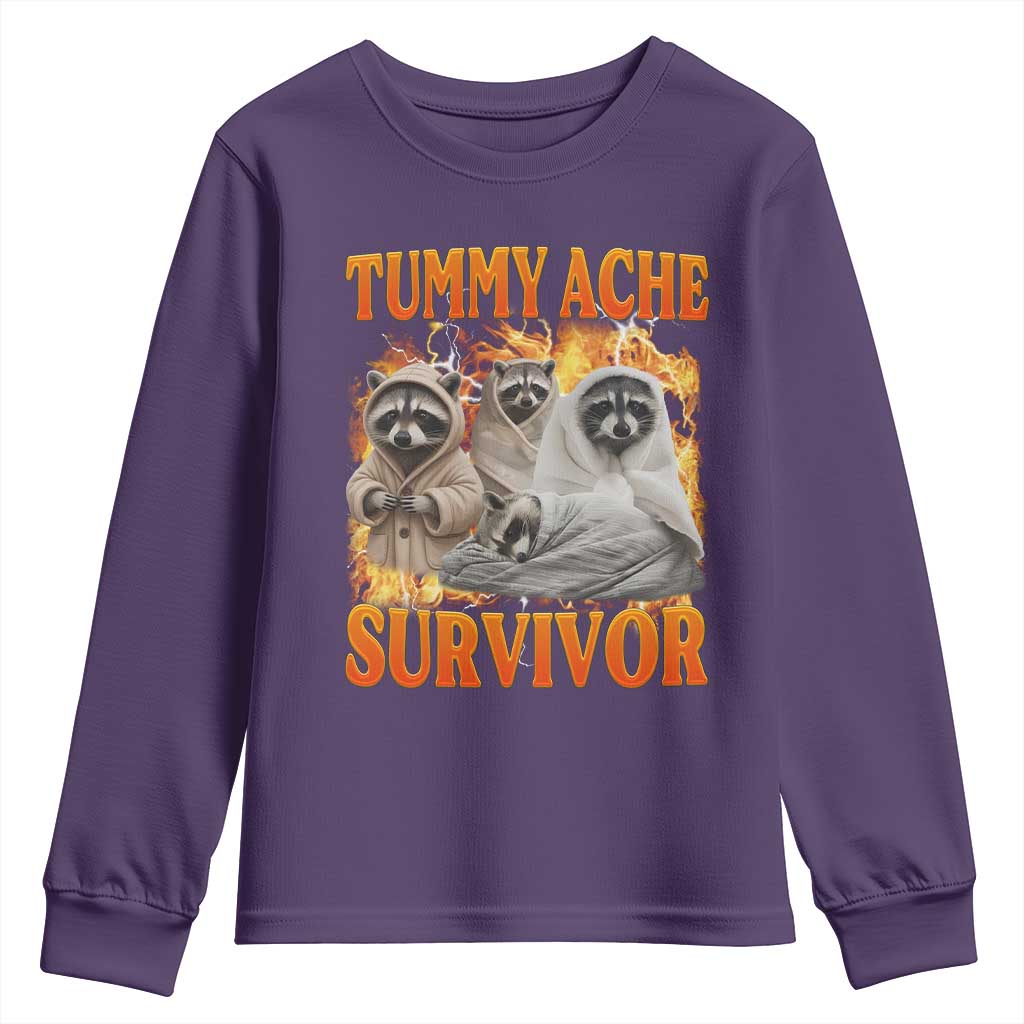 Tummy Ache Survivor Raccoon Meme Youth Sweatshirt