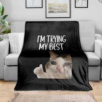 Im Trying My Best Funny Crying Cat Meme Throw Blanket - Wonder Print Shop