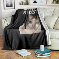 Im Trying My Best Funny Crying Cat Meme Throw Blanket - Wonder Print Shop