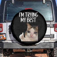 Im Trying My Best Funny Crying Cat Meme Spare Tire Cover - Wonder Print Shop