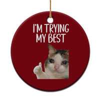 Im Trying My Best Funny Crying Cat Meme Ceramic Ornament - Wonder Print Shop