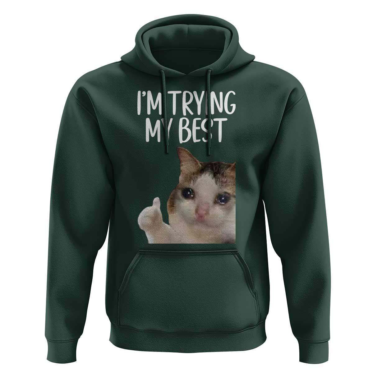 Im Trying My Best Funny Crying Cat Meme Hoodie - Wonder Print Shop
