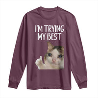 Im Trying My Best Funny Crying Cat Meme Long Sleeve Shirt - Wonder Print Shop