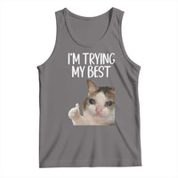 Im Trying My Best Funny Crying Cat Meme Tank Top - Wonder Print Shop