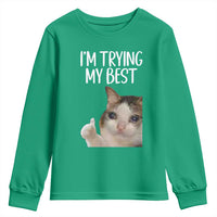 Im Trying My Best Funny Crying Cat Meme Youth Sweatshirt - Wonder Print Shop
