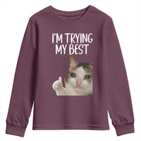 Im Trying My Best Funny Crying Cat Meme Youth Sweatshirt - Wonder Print Shop