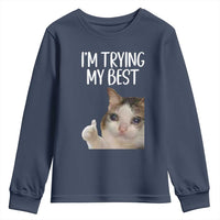 Im Trying My Best Funny Crying Cat Meme Youth Sweatshirt - Wonder Print Shop