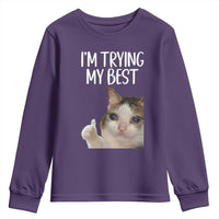 Im Trying My Best Funny Crying Cat Meme Youth Sweatshirt - Wonder Print Shop