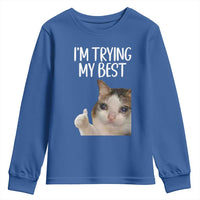 Im Trying My Best Funny Crying Cat Meme Youth Sweatshirt - Wonder Print Shop