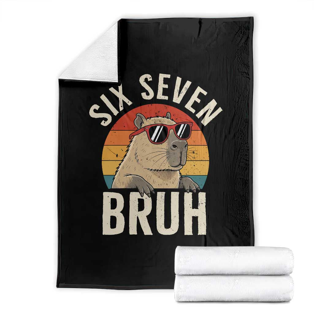 Six Seven Bruh 67 Meme Funny Capybara Throw Blanket