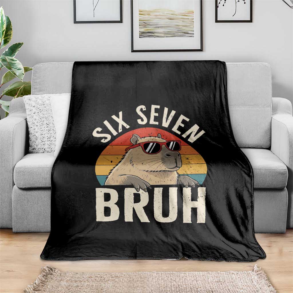 Six Seven Bruh 67 Meme Funny Capybara Throw Blanket