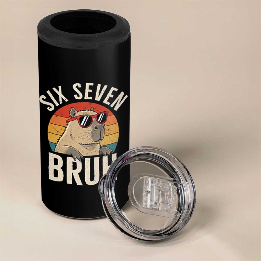 Six Seven Bruh 67 Meme Funny Capybara 4 in 1 Can Cooler Tumbler