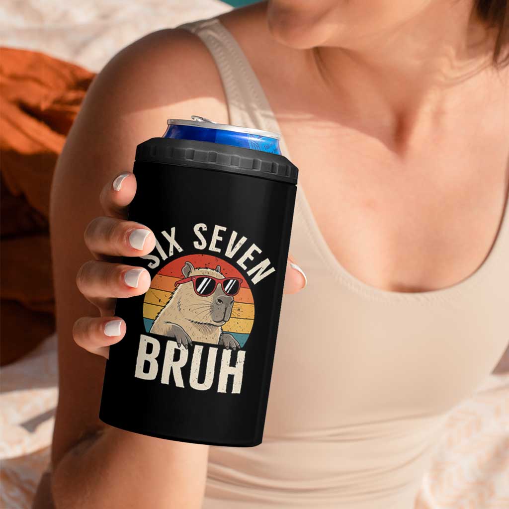 Six Seven Bruh 67 Meme Funny Capybara 4 in 1 Can Cooler Tumbler