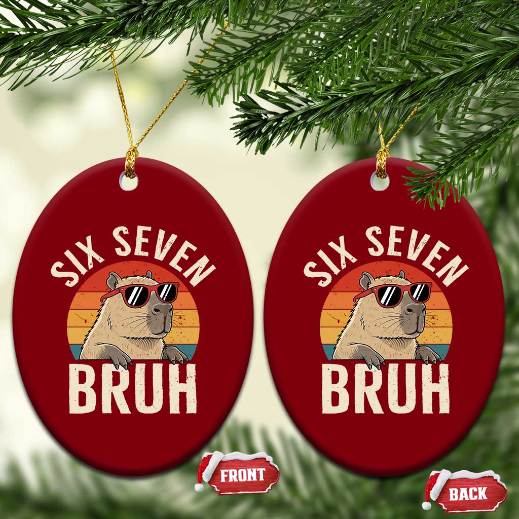 Six Seven Bruh 67 Meme Funny Capybara Ceramic Ornament