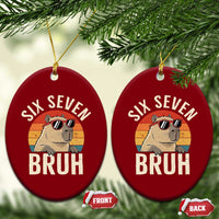 Six Seven Bruh 67 Meme Funny Capybara Ceramic Ornament